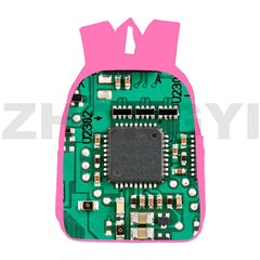 Canvas Circuit Board Backpack 12/16 Inch 3D Chip Men Street Travel Bag