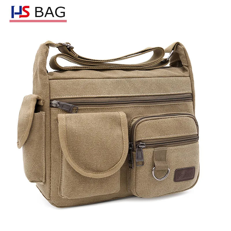 Canvas Men's Shoulder Bag Large Capacity Multi-layer Messenger Bag