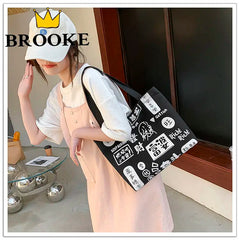 Chinese Cartoon Print Shoulder Bag for Women