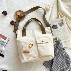 Carrot Canvas Shoulder Bag Tote Crossbody Handbag for Women