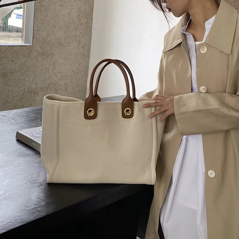 Canvas Shoulder Bags For Women Big Capacity Ladies Bag Female