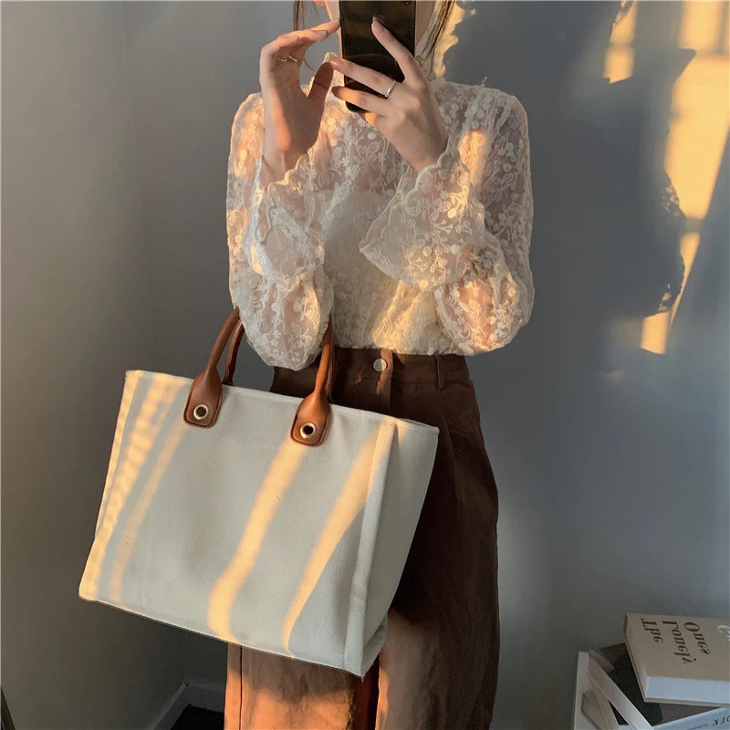 Canvas Shoulder Bags For Women Big Capacity Ladies Bag Female
