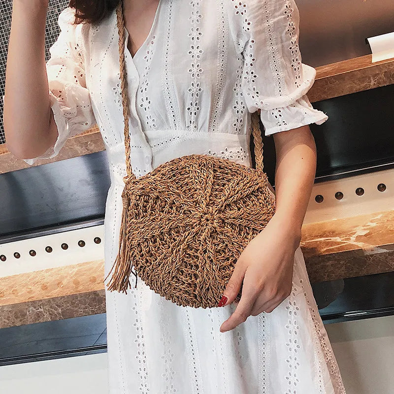 Capacity Straw Bags Women Woven Basket Bolsa Tote Summer Bohemian Beach