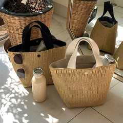 Capacity Straw Bags Women Woven Basket Bolsa Tote Summer Bohemian Beach