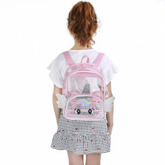 Cartoon Unicorn Transparent Backpack With Wings School Bag