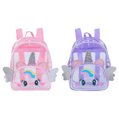 Cartoon Unicorn Transparent Backpack With Wings School Bag