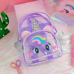 Cartoon Unicorn Transparent Backpack With Wings School Bag