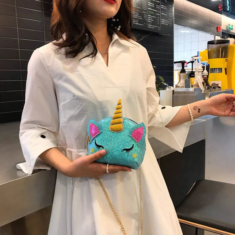 Sequin Unicorn Coin Purse Girls Shoulder Bag Out Travel Bag