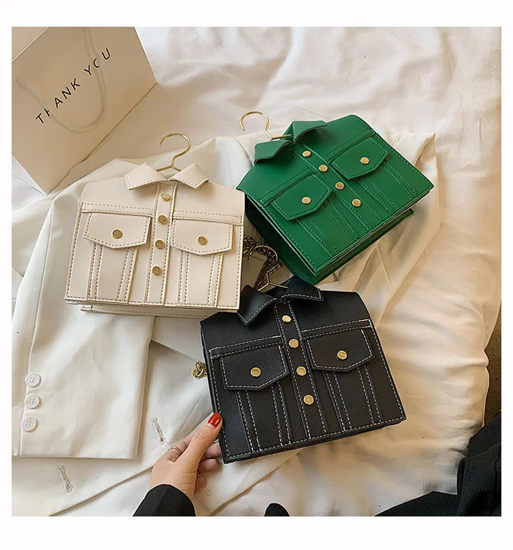 Funny Harajuku Shoulder Bag for Women - Cartoon Coat Shaped Crossbody Purse