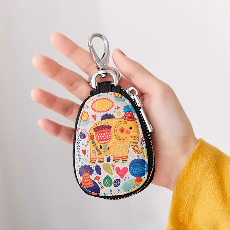 Women Car Key Case Bag PU Leather Girls Key Holder