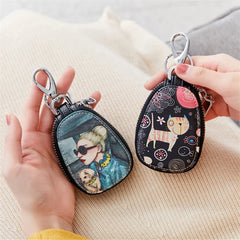 Women Car Key Case Bag PU Leather Girls Key Holder