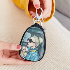 Women Car Key Case Bag PU Leather Girls Key Holder