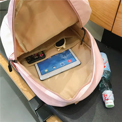 Solid Nylon Women Backpack Student School Bag Teenage Girls Shoulder Bags