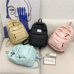 Solid Nylon Women Backpack Student School Bag Teenage Girls Shoulder Bags