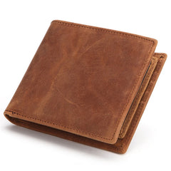 Men's Cow Leather Short Wallet Crazy Horse Male Cash Purses Clutch