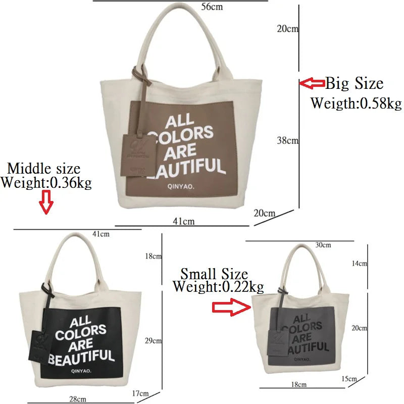 Casual Canvas Totes Handbags Big Shoulder Bags For Women
