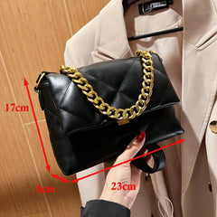 Women's Crossbody Bag PU Leather Handbag Shoulder Purse Casual Chain Design
