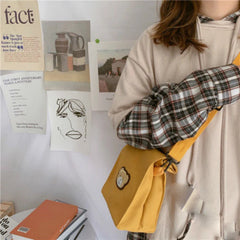 Casual Bear Messenger Bag Girl Canvas Shoulder Bag Women Crossbody Bag