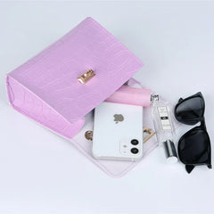 Casual PU Chain Buckle Messenger Bag Crocodile Pattern Shoulder Bag