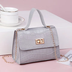 Casual PU Chain Buckle Messenger Bag Crocodile Pattern Shoulder Bag