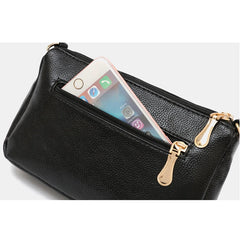 Casual Leather Shoulder Bag Double Zipper Small Women's Messenger Bag