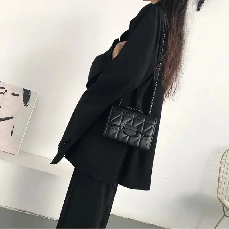 Chain Crossbody Bag Women Shoulder Handbag PU Leather Messenger