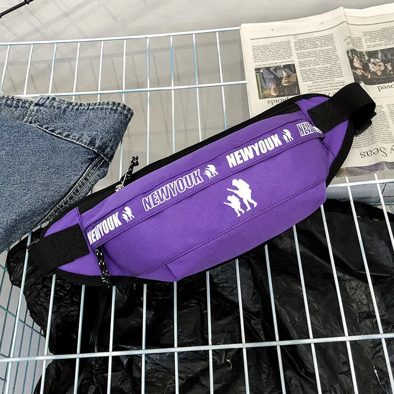 Casual Canvas Waist Bag Travel Pouch Shoulder Bag Unisex Belt Pack Chest Bag
