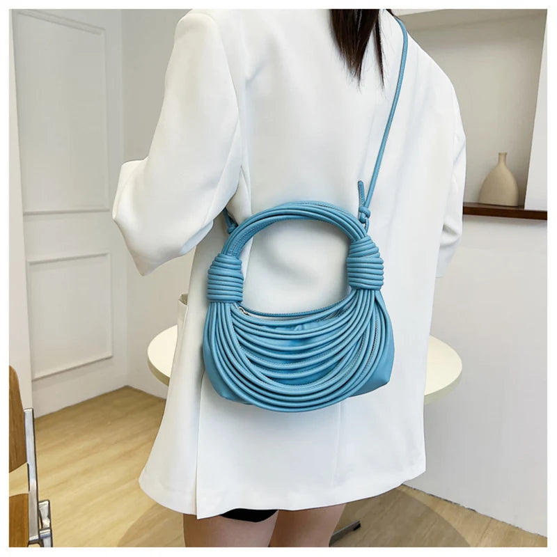 Casual Messenger Bag Woven Rope Knot Women's Handbag Square Bags
