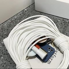 Casual Messenger Bag Woven Rope Knot Women's Handbag Square Bags