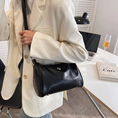 Casual PU Leather Women Shoulder Boston Bags High Ladies Solid Crossbody Bags
