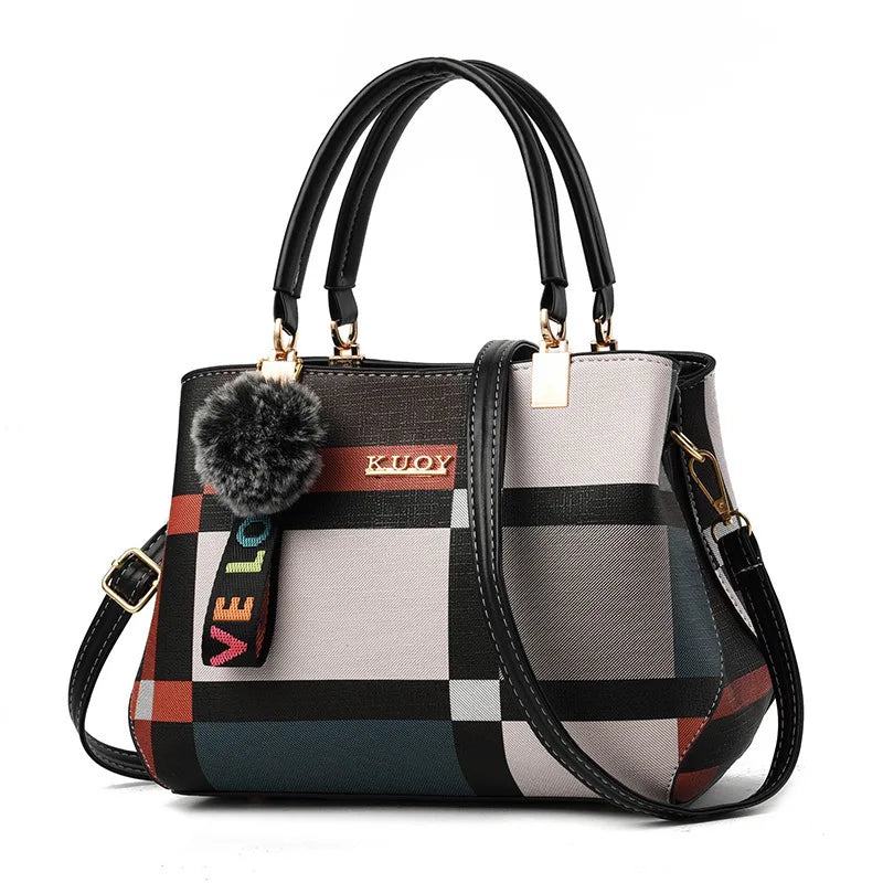 Plaid Shoulder Bag Stitching Crossbody Bags Women Handbag