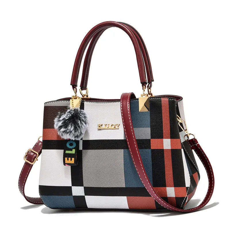 Plaid Shoulder Bag Stitching Crossbody Bags Women Handbag