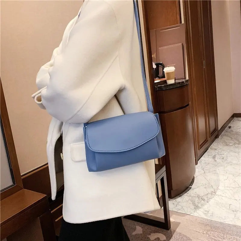 Casual Solid Women Shoulder Messenger Handbags Vintage PU Leather