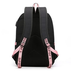 Casual Women Backpack Large Capacity Student School Bags USB Charging