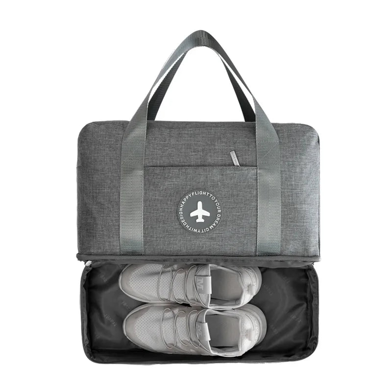 Cationic Fabric Waterproof Travel Bag Large Capacity Double Layer Storage Bag