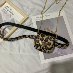 Chain Fanny Pack Women Leather Waist Bag Chest Pack Female Belt Bags