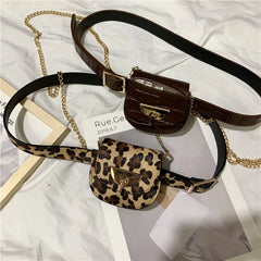 Chain Fanny Pack Women Leather Waist Bag Chest Pack Female Belt Bags