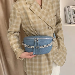 Chain Fanny pack Women Leather Waist Bag Chest pack Mini Female Belt Bags