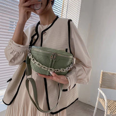 Chain Fanny pack Women Leather Waist Bag Chest pack Mini Female Belt Bags