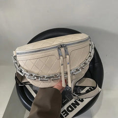 Chain Fanny pack Women Leather Waist Bag Chest pack Mini Female Belt Bags