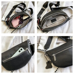 Chain Fanny pack Leather Waist Bag Chest pack Female Belt Bags