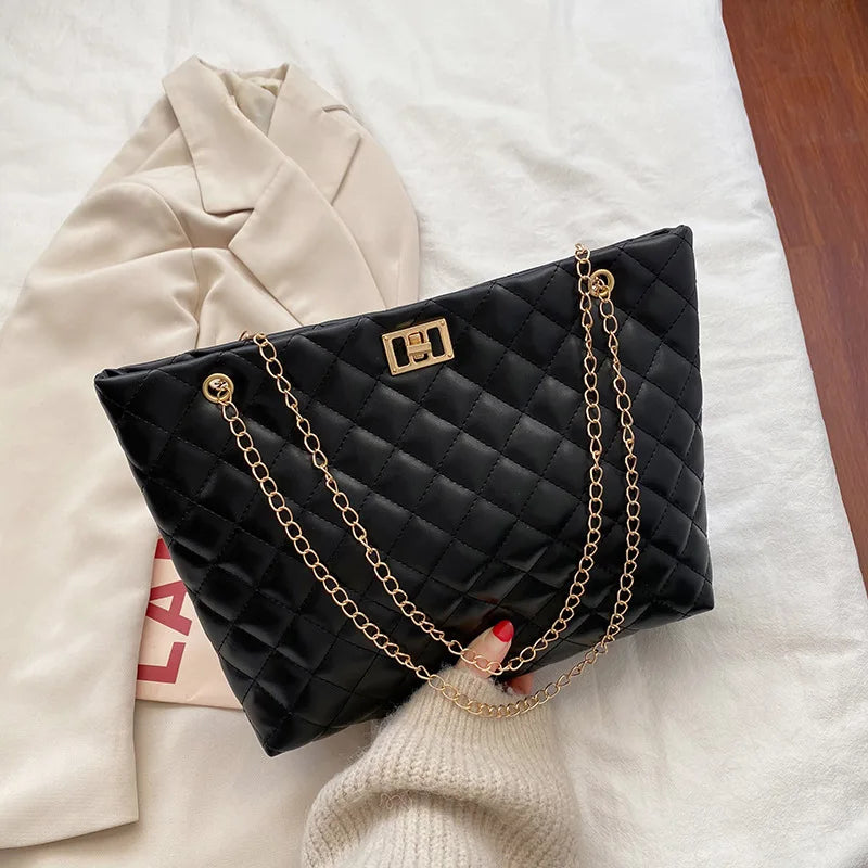 Chain Ladies Handbag Big Totes PU Leather Women Shoulder Bag Large Capacity