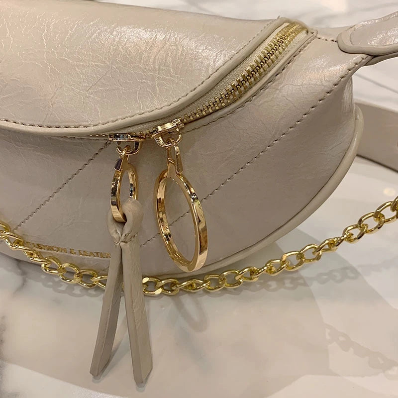 Leather Crossbody Bags for Women Casual Ring Zipper Handbags and Purses