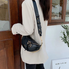 Chain Leather Crossbody Bags Women Small Shoulder Messenger Waist Bag