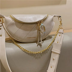 Chain Leather Crossbody Bags Women Small Shoulder Messenger Waist Bag