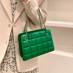 Small Diamond Plaid Embroidery Shoulder Bag Retro Textured Messenger
