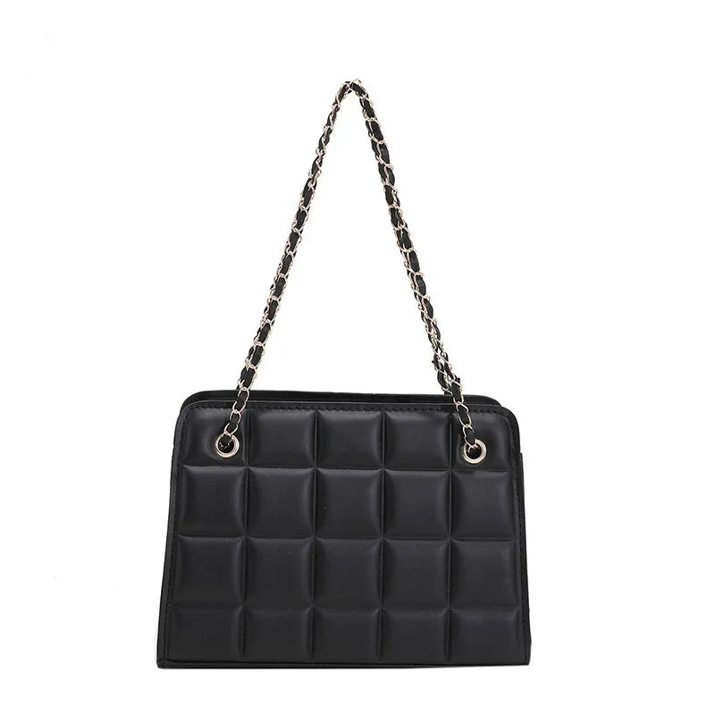 Small Diamond Plaid Embroidery Shoulder Bag Retro Textured Messenger