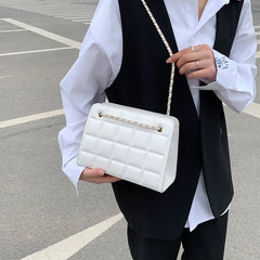 Small Diamond Plaid Embroidery Shoulder Bag Retro Textured Messenger