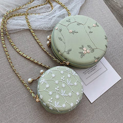 Embroidered Flowers Crossbody Bag for Women Small Messenger Handbag