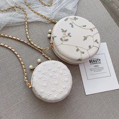 Embroidered Flowers Crossbody Bag for Women Small Messenger Handbag